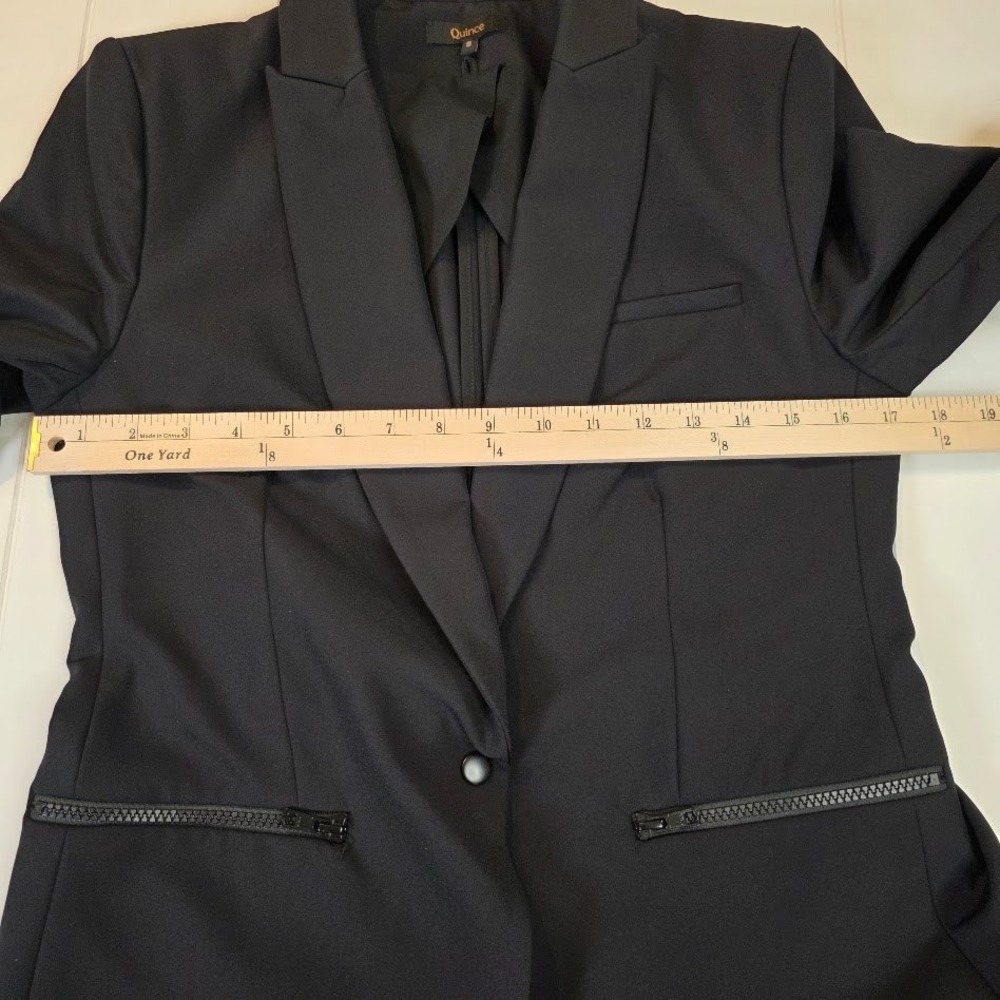 Quince Women's S Scuba Blazer Black Zipper Pocket Single Breasted Recycled Nylon - Picture 10 of 14